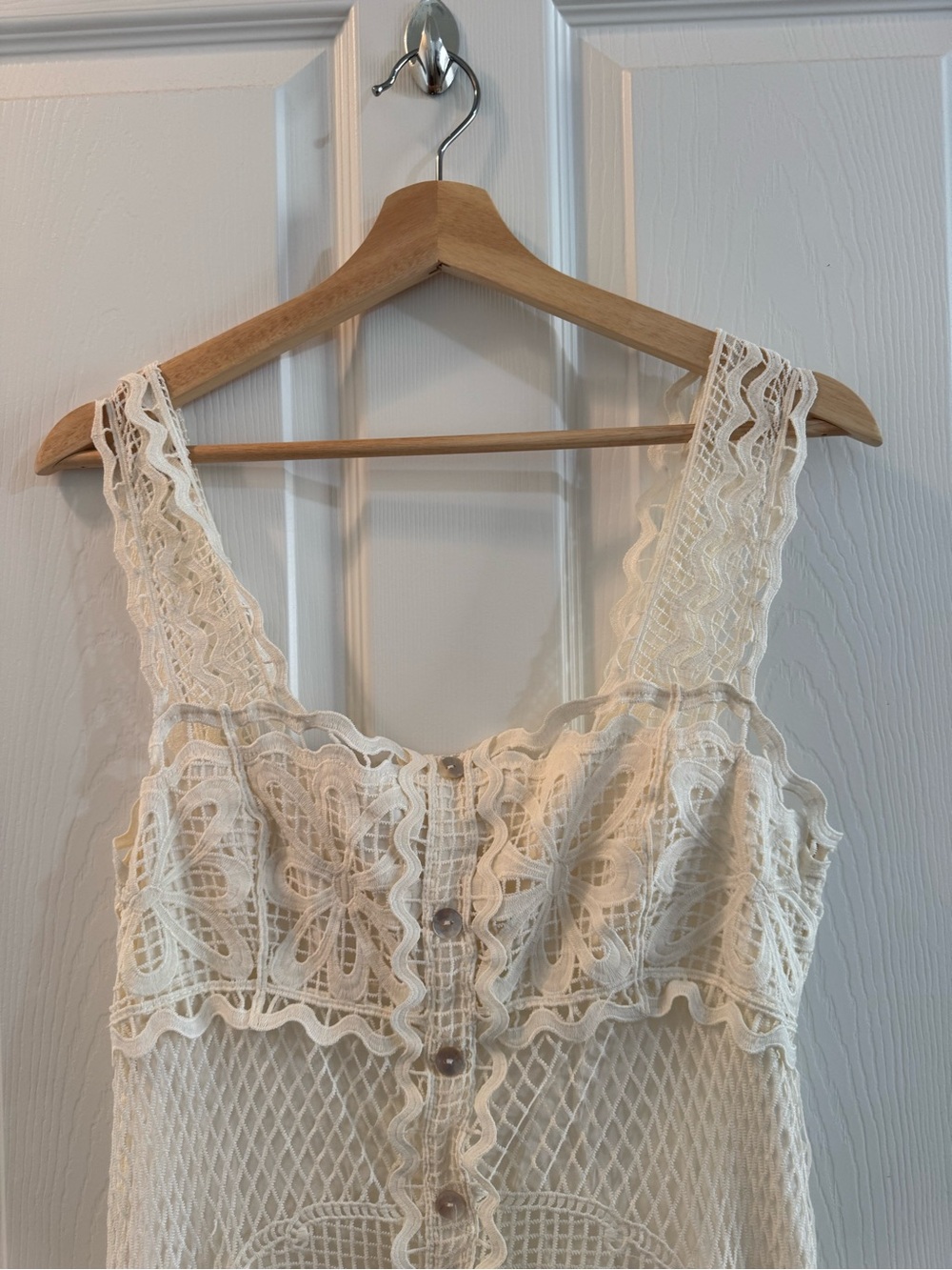 Farm Rio Nautical Guipure Maxi Dress Off White – Size Small - Picture 3 of 6